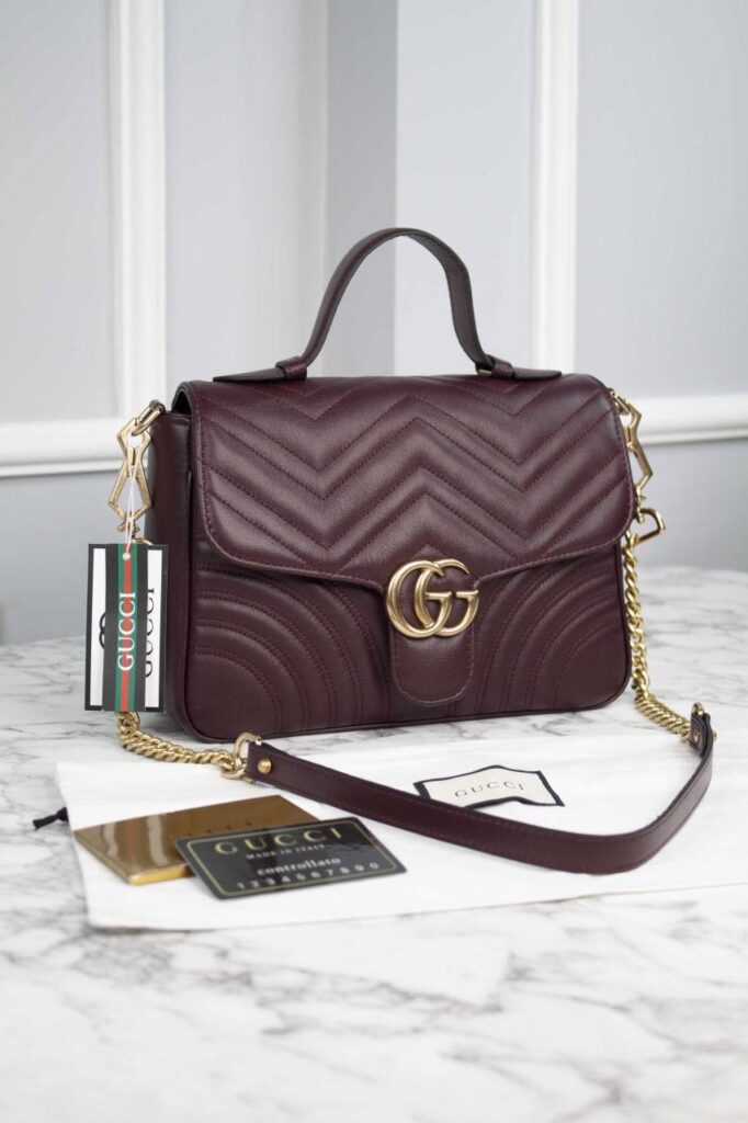 gucci canta marmont top handle bordo 21x15.5x8 cm