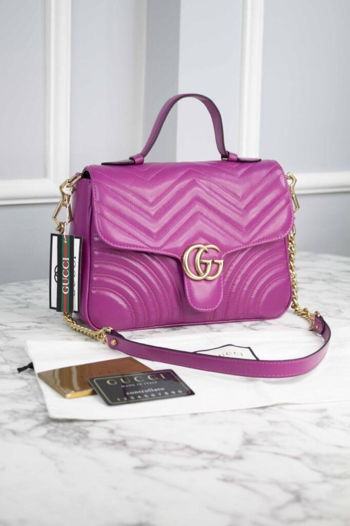 gucci canta marmont top handle fusya 21x15.5x8 cm