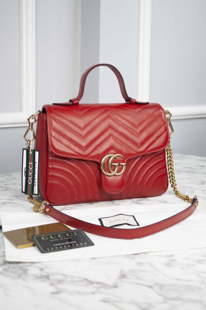 gucci canta marmont top handle kirmizi 21x15.5x8 cm