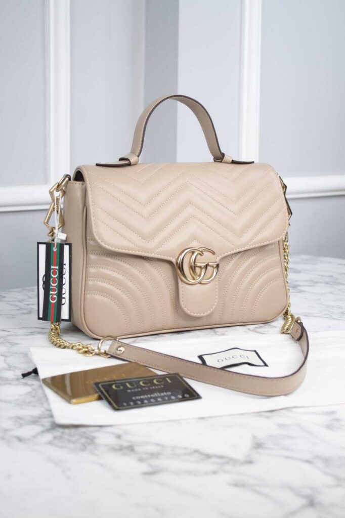 gucci canta marmont top handle pudra 21x15.5x8 cm