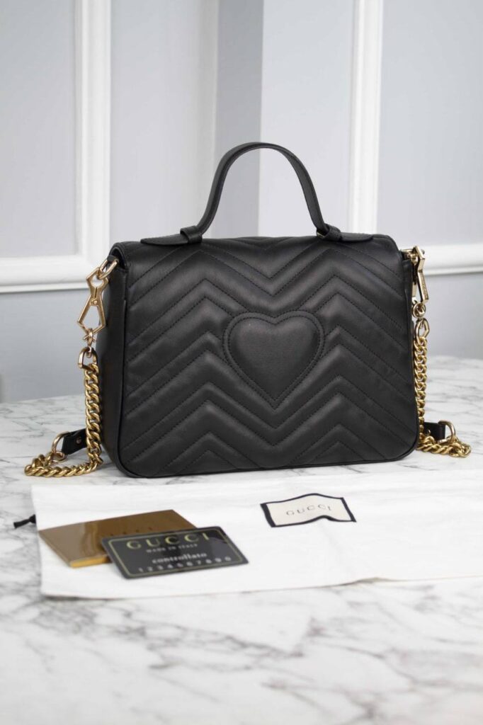 gucci canta marmont top handle siyah 21x15.5x8 cm