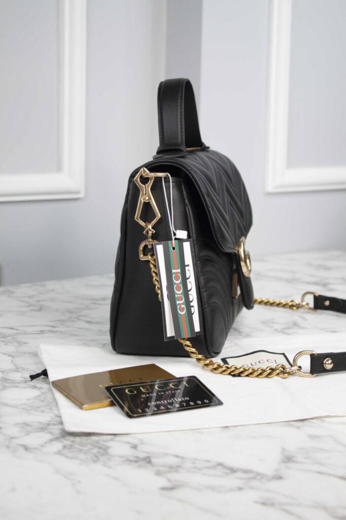 gucci canta marmont top handle siyah 21x15.5x8 cm