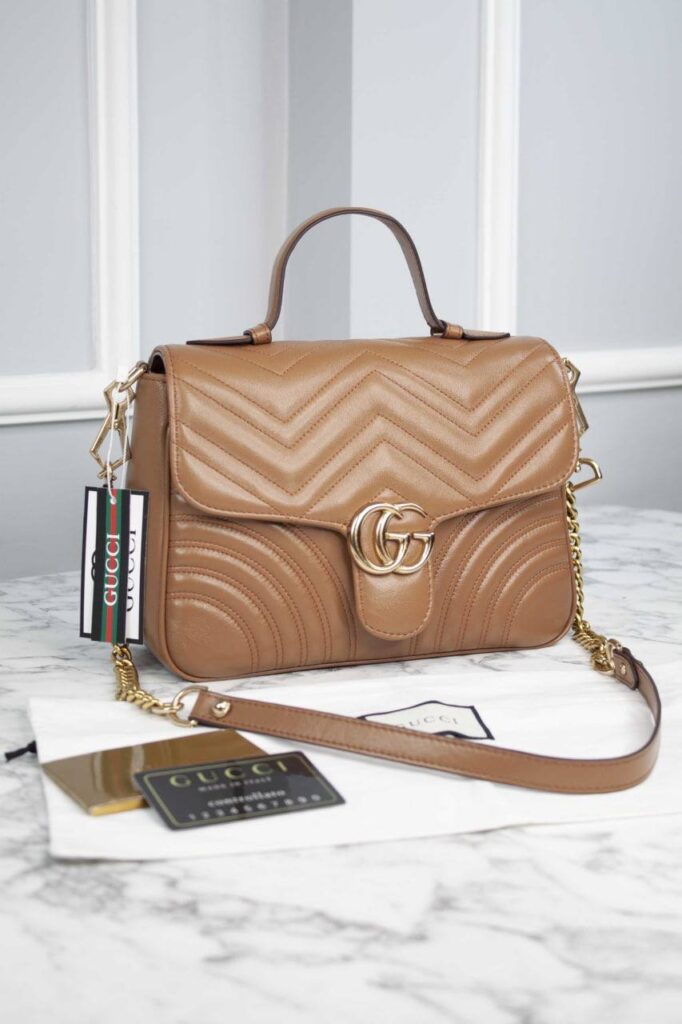 gucci canta marmont top handle taba 21x15.5x8 cm