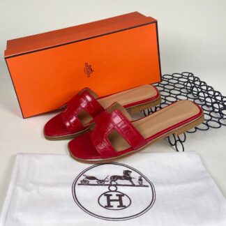hermes ayakkabi kirmizi croco ithal terlik