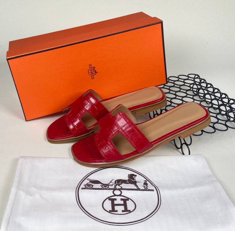 hermes ayakkabi kirmizi croco ithal terlik