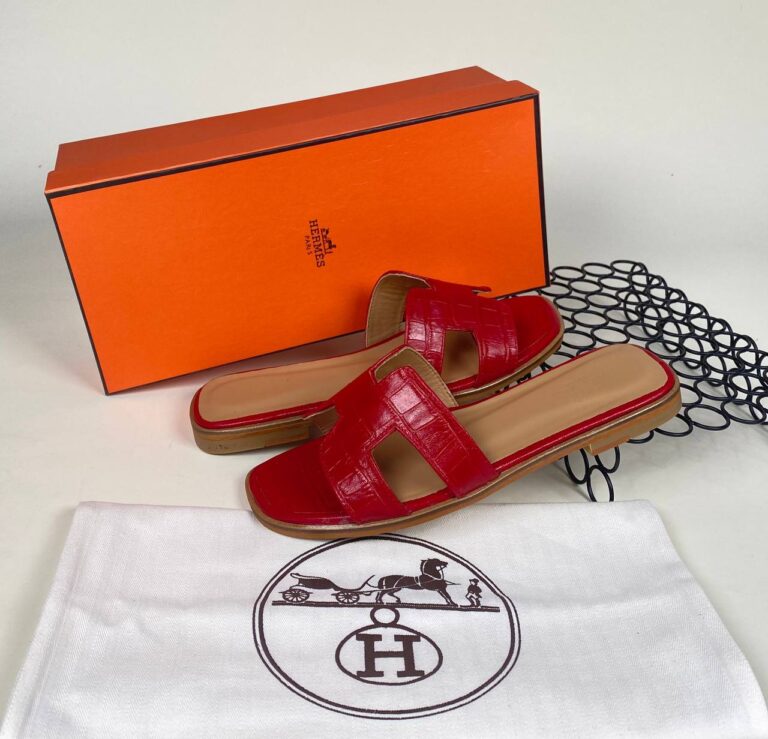 hermes ayakkabi kirmizi croco ithal terlik