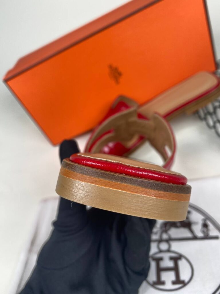 hermes ayakkabi kirmizi croco ithal terlik