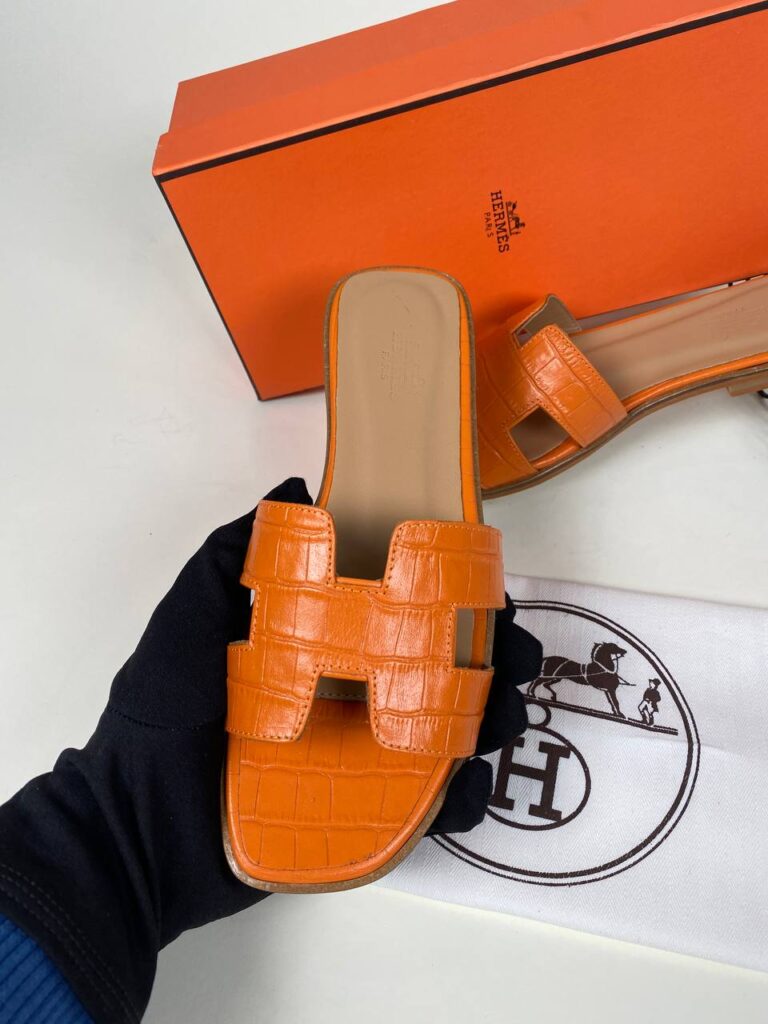 hermes ayakkabi turuncu croco ithal