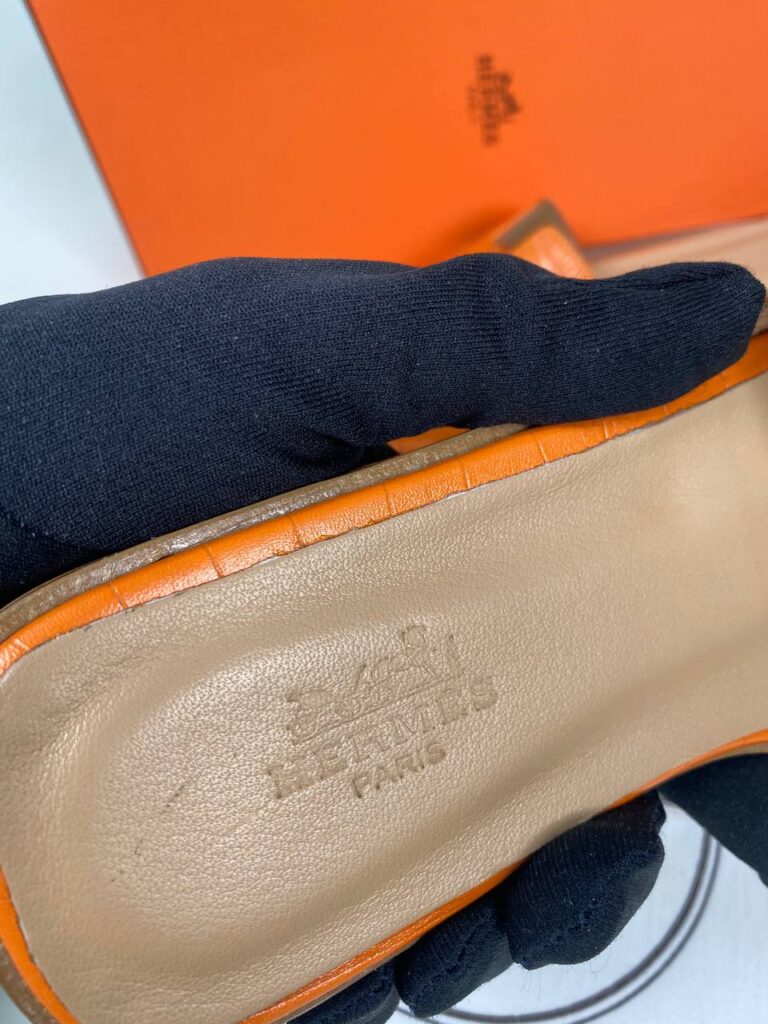 hermes ayakkabi turuncu croco ithal