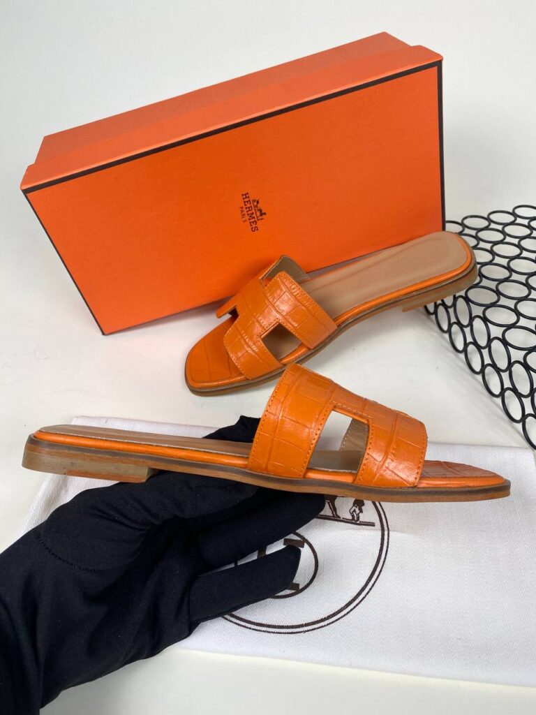 hermes ayakkabi turuncu croco ithal