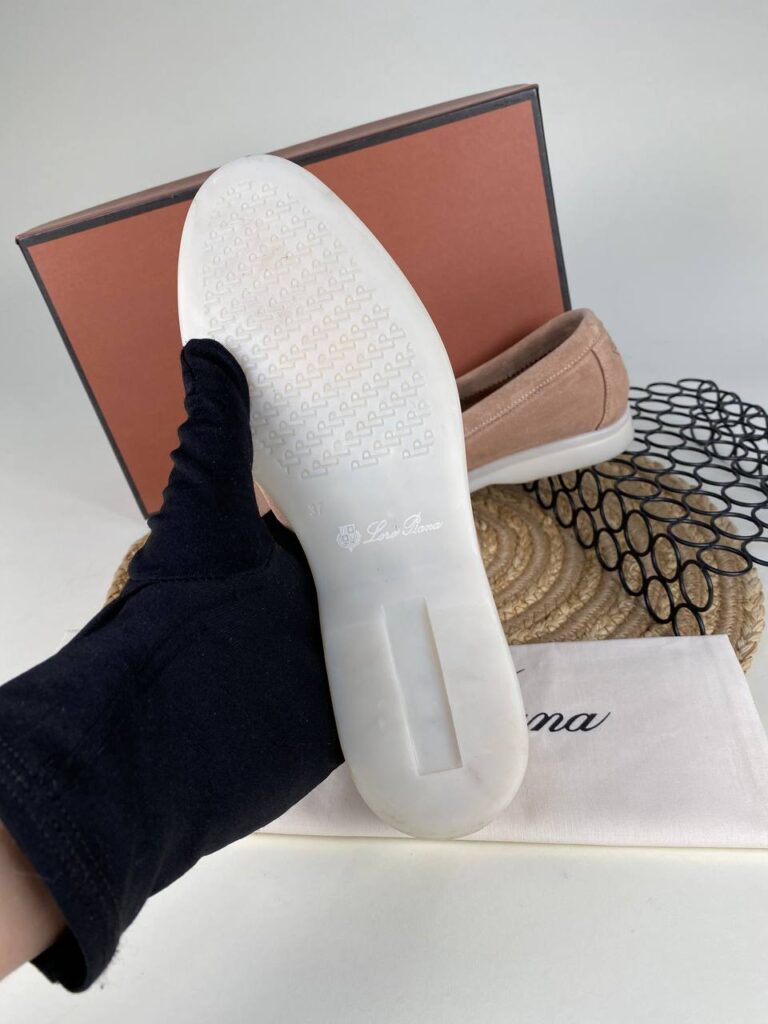 lora piana ayakkabi loafer nude nubuk ithal