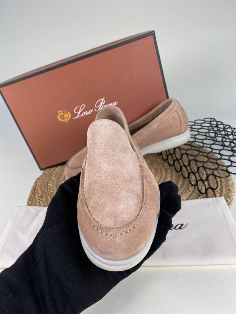 lora piana ayakkabi loafer nude nubuk ithal