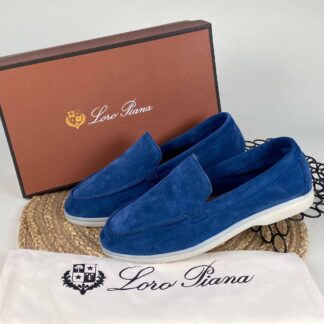lora piana ayakkabi loafer saks mavi nubuk ithal