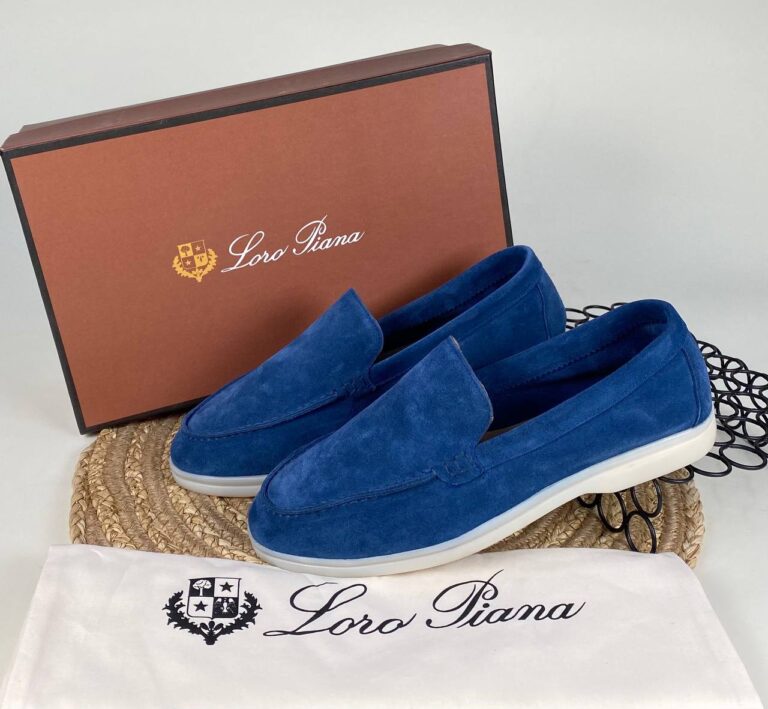 lora piana ayakkabi loafer saks mavi nubuk ithal