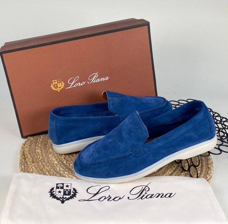 lora piana ayakkabi loafer saks mavi nubuk ithal