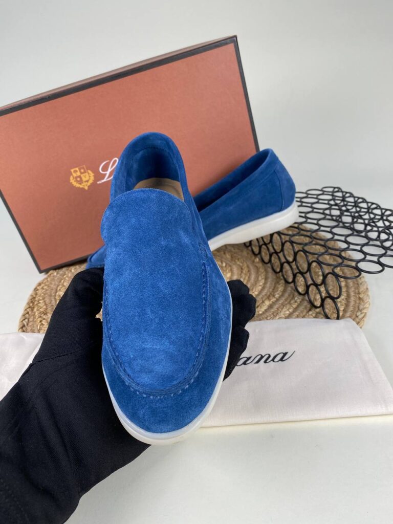 lora piana ayakkabi loafer saks mavi nubuk ithal