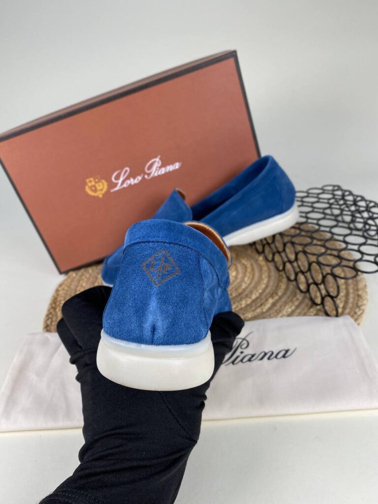 lora piana ayakkabi loafer saks mavi nubuk ithal