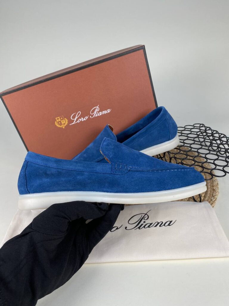 lora piana ayakkabi loafer saks mavi nubuk ithal