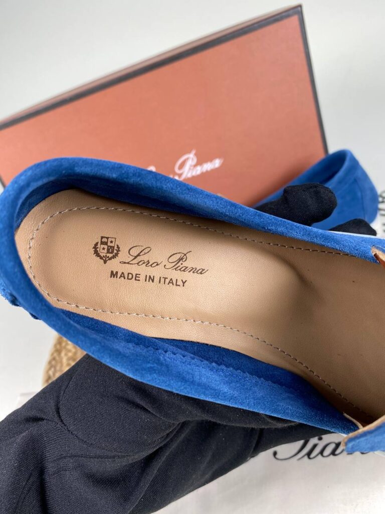 lora piana ayakkabi loafer saks mavi nubuk ithal
