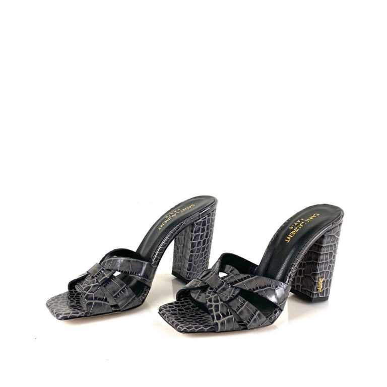 yves saint laurent terlik croco gri terlik sandalet 10 cm