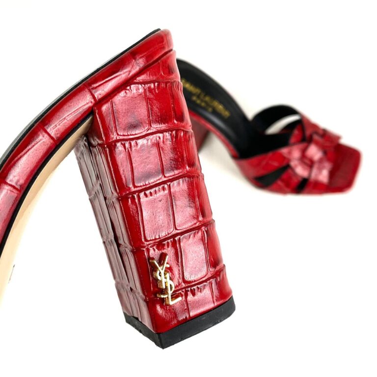yves saint laurent terlik croco heeled sandal 10 cm
