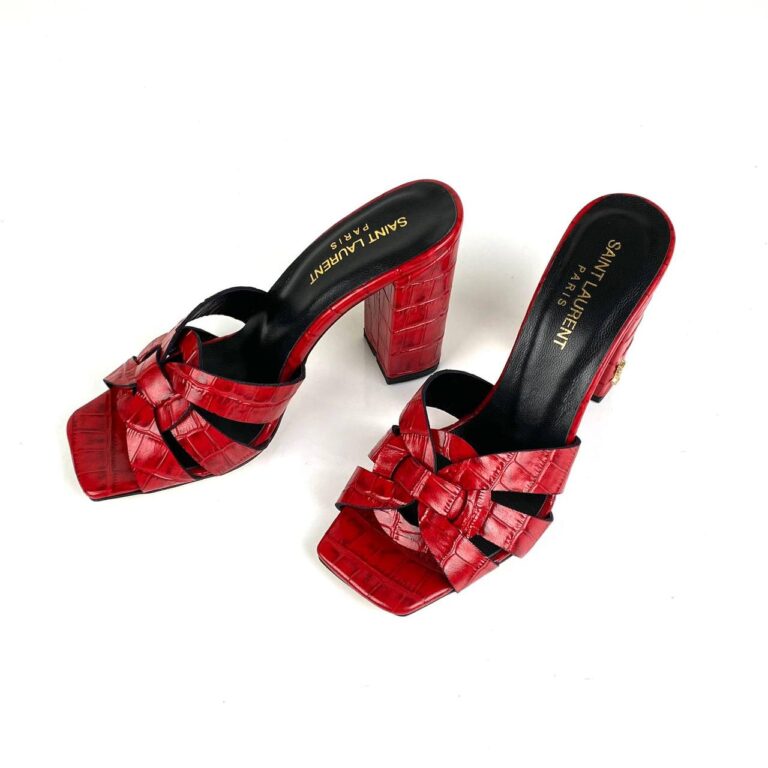 yves saint laurent terlik croco heeled sandal 10 cm