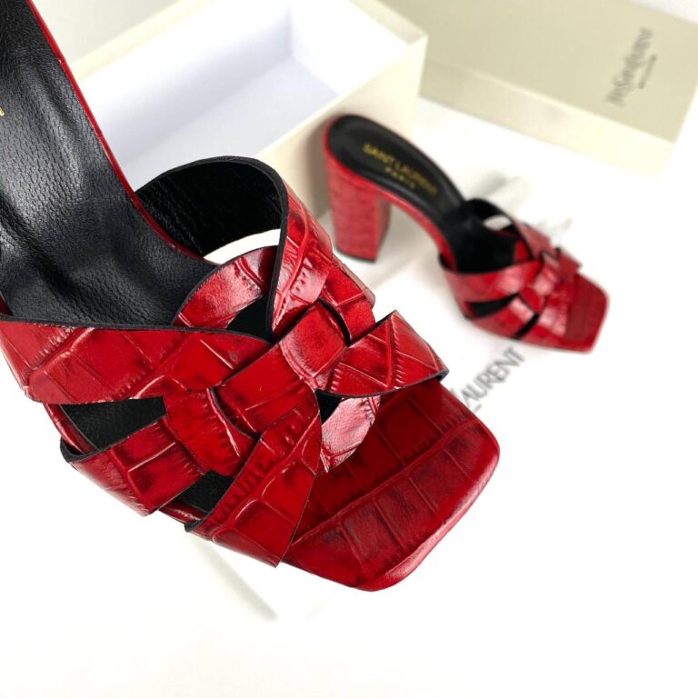 yves saint laurent terlik croco heeled sandal 10 cm