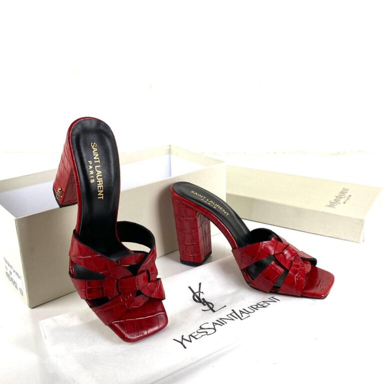 yves saint laurent terlik croco heeled sandal 10 cm