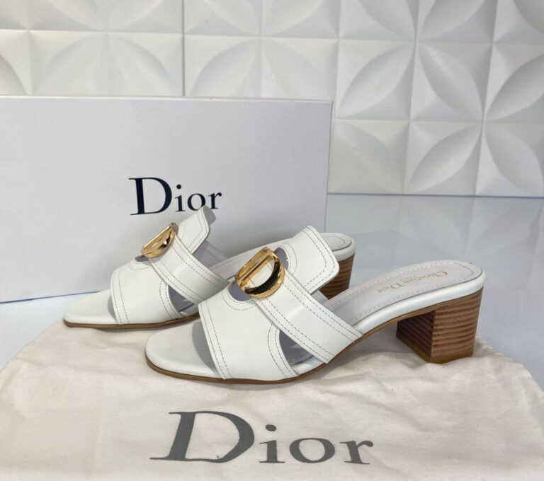 christian dior terlik topuklu beyaz mule 30 montaigne deri