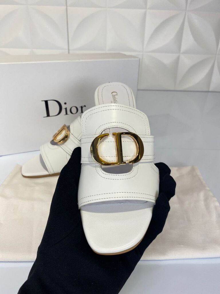 christian dior terlik topuklu beyaz mule 30 montaigne deri
