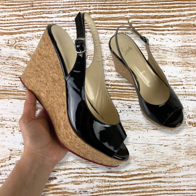 christian louboutin terlik sandalet siyah rugan platform nude topuk 10.5 cm