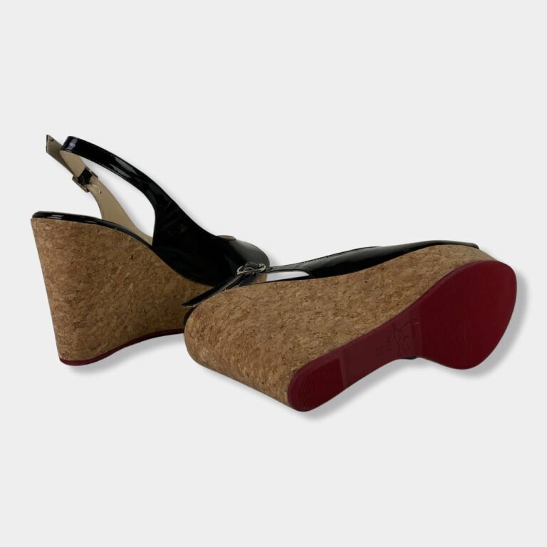 christian louboutin terlik sandalet siyah rugan platform nude topuk 10.5 cm