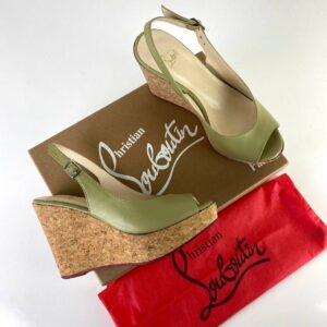 christian louboutin terlik sandalet yesil topuk 10.5 cm
