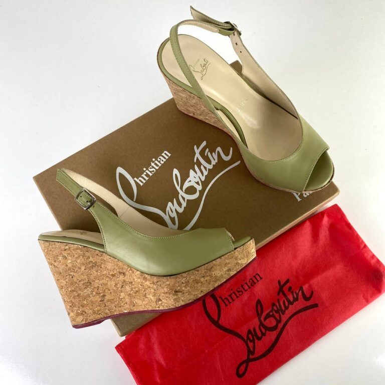 christian louboutin terlik sandalet yesil topuk 10.5 cm