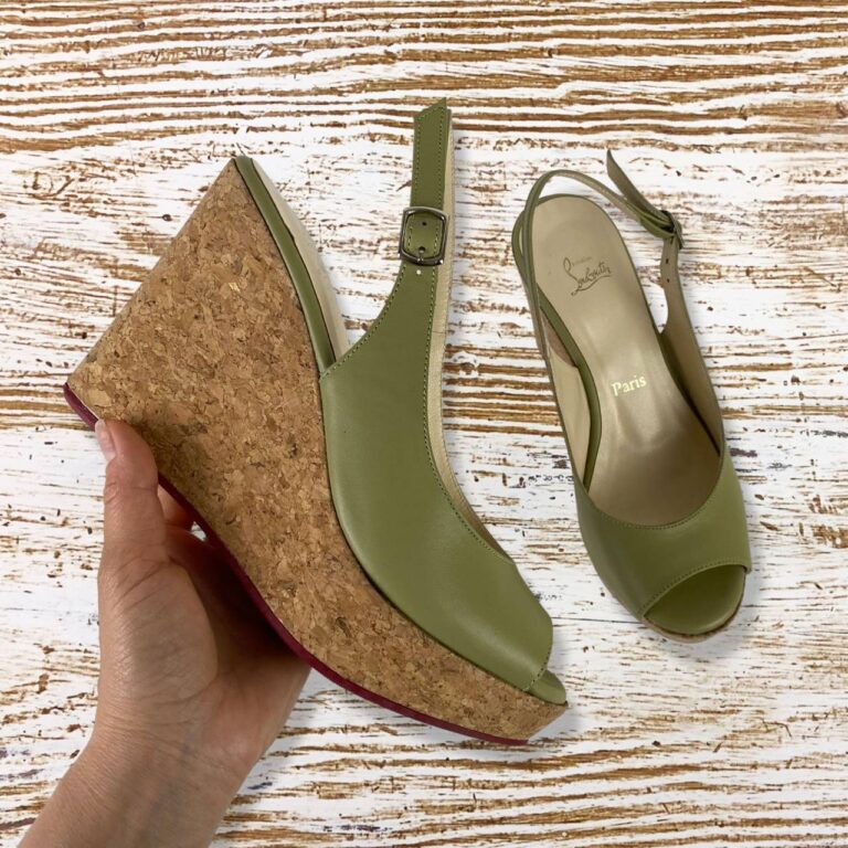 christian louboutin terlik sandalet yesil topuk 10.5 cm