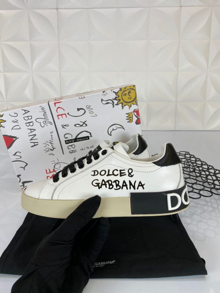 dolce gabbana ayakkabi sneakers nappa beyaz siyah deri ithal