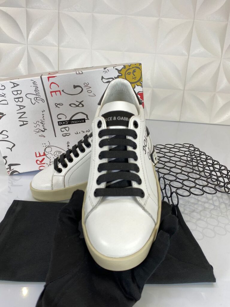 dolce gabbana ayakkabi sneakers nappa beyaz siyah deri ithal