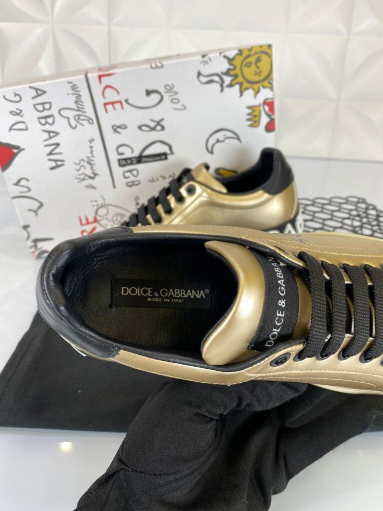 dolce gabbana ayakkabi sneakers nappa gold siyah deri ithal