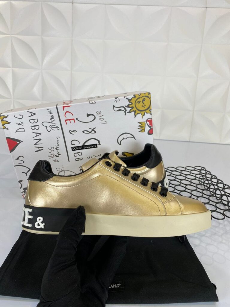 dolce gabbana ayakkabi sneakers nappa gold siyah deri ithal