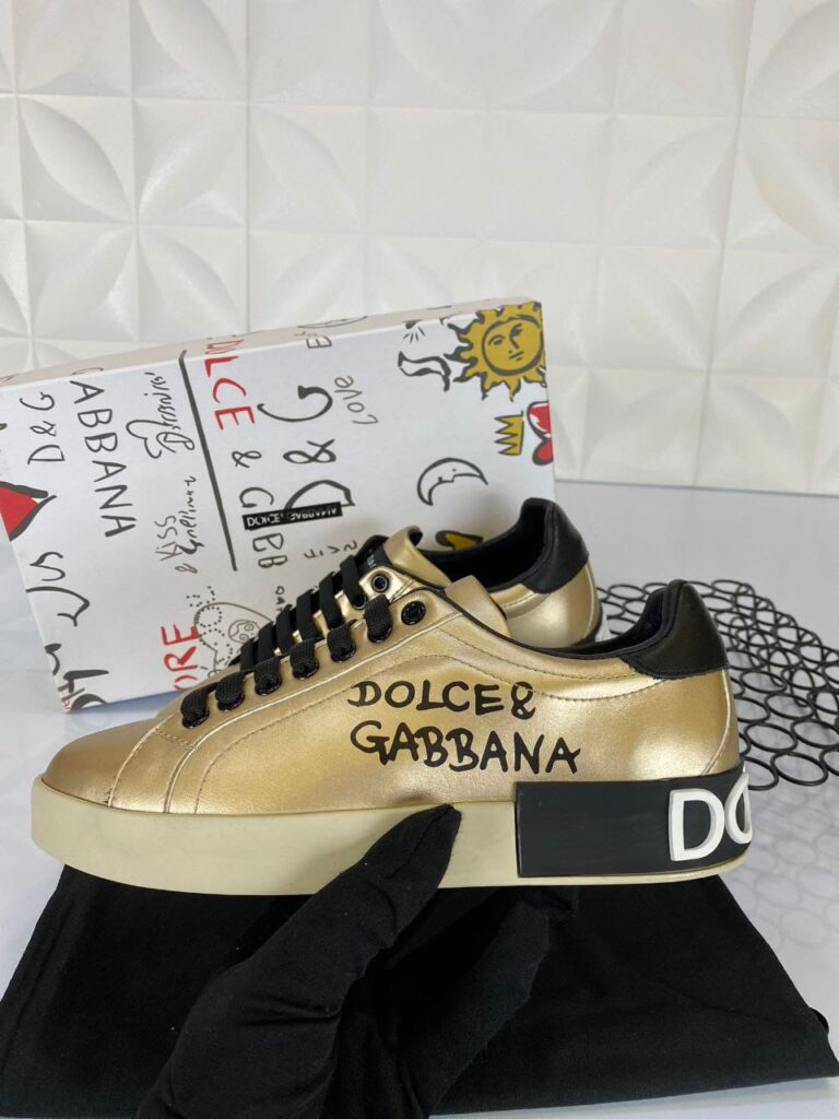 dolce gabbana ayakkabi sneakers nappa gold siyah deri ithal