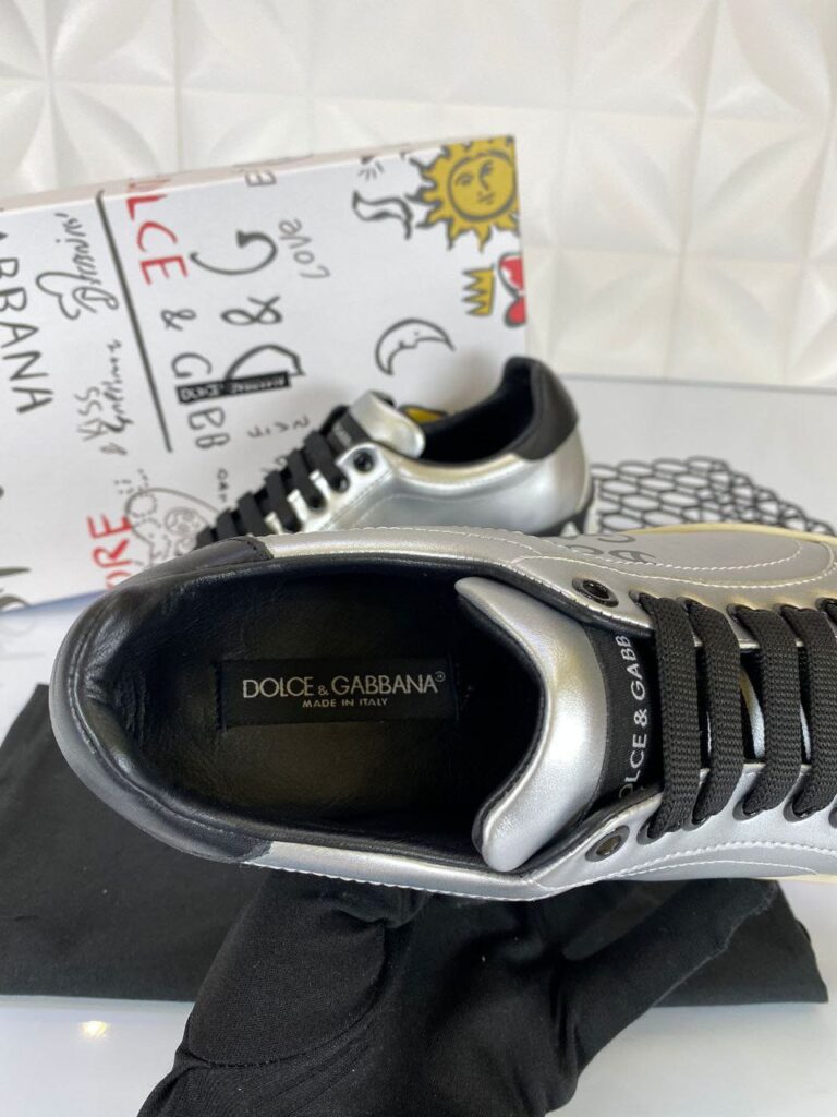 dolce gabbana ayakkabi sneakers nappa silver siyah deri ithal
