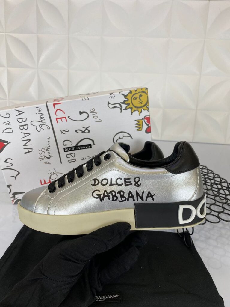 dolce gabbana ayakkabi sneakers nappa silver siyah deri ithal