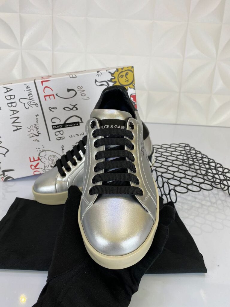 dolce gabbana ayakkabi sneakers nappa silver siyah deri ithal