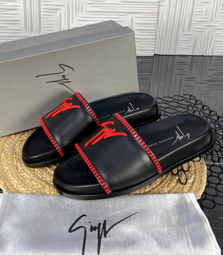 giuseppe zanotti terlik erkek siyah kirmizi ithal