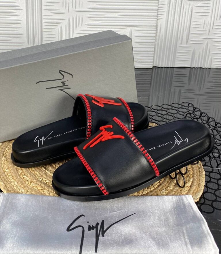 giuseppe zanotti terlik erkek siyah kirmizi ithal