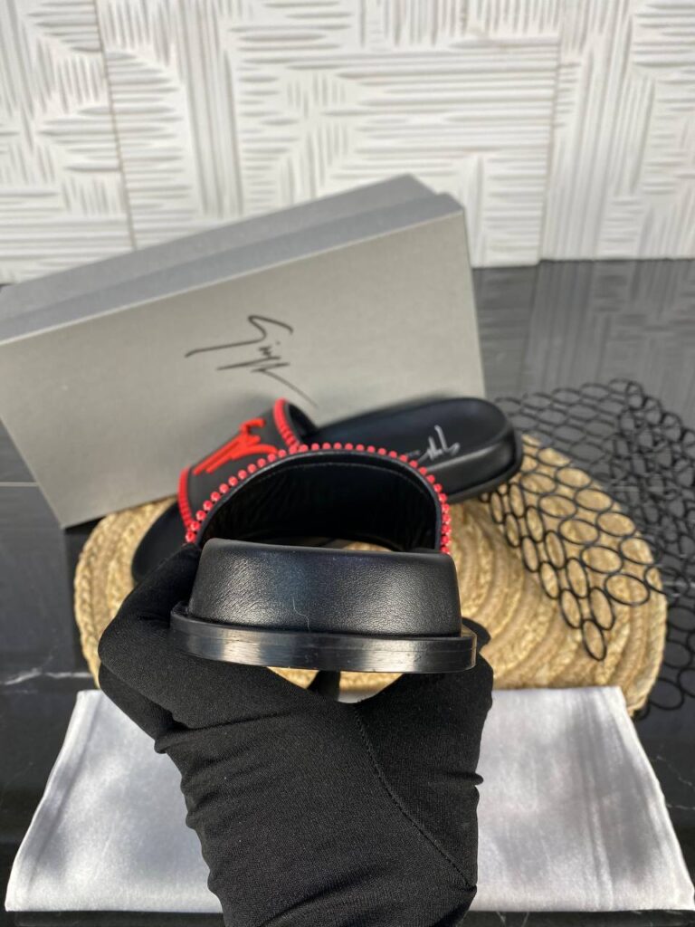 giuseppe zanotti terlik erkek siyah kirmizi ithal