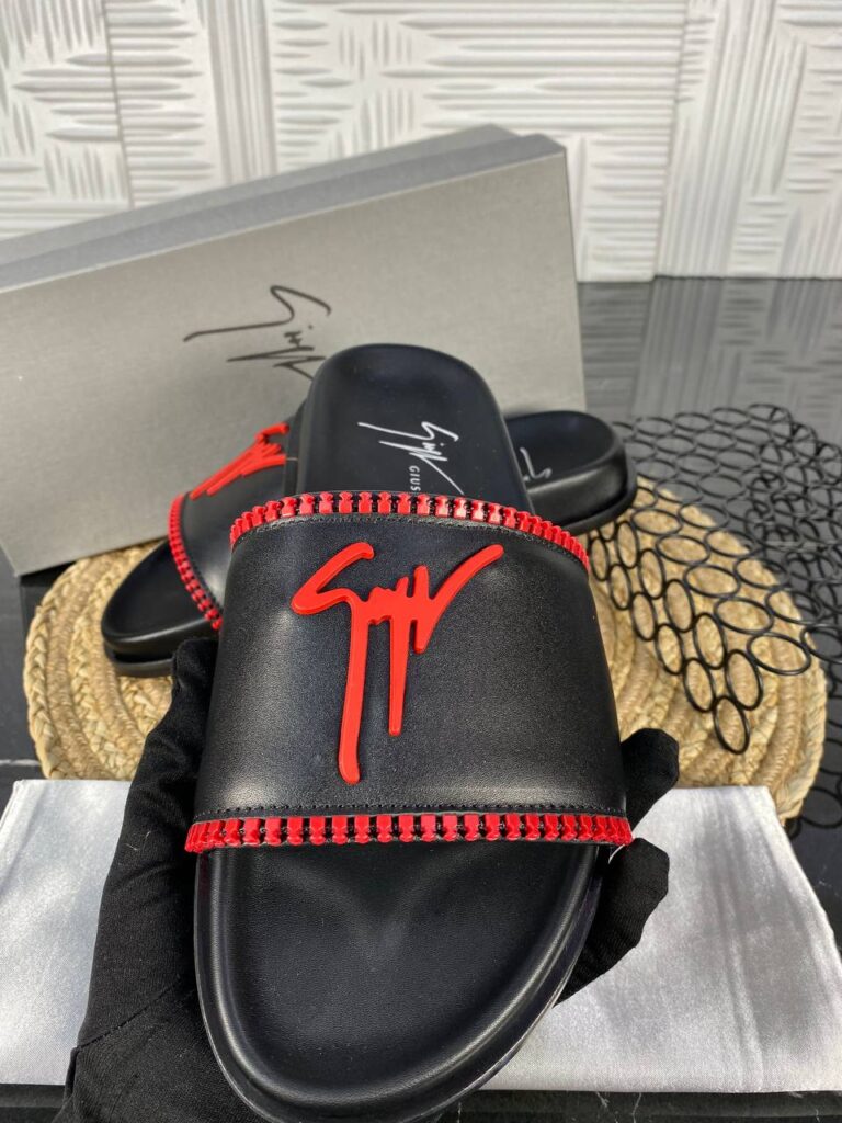 giuseppe zanotti terlik erkek siyah kirmizi ithal