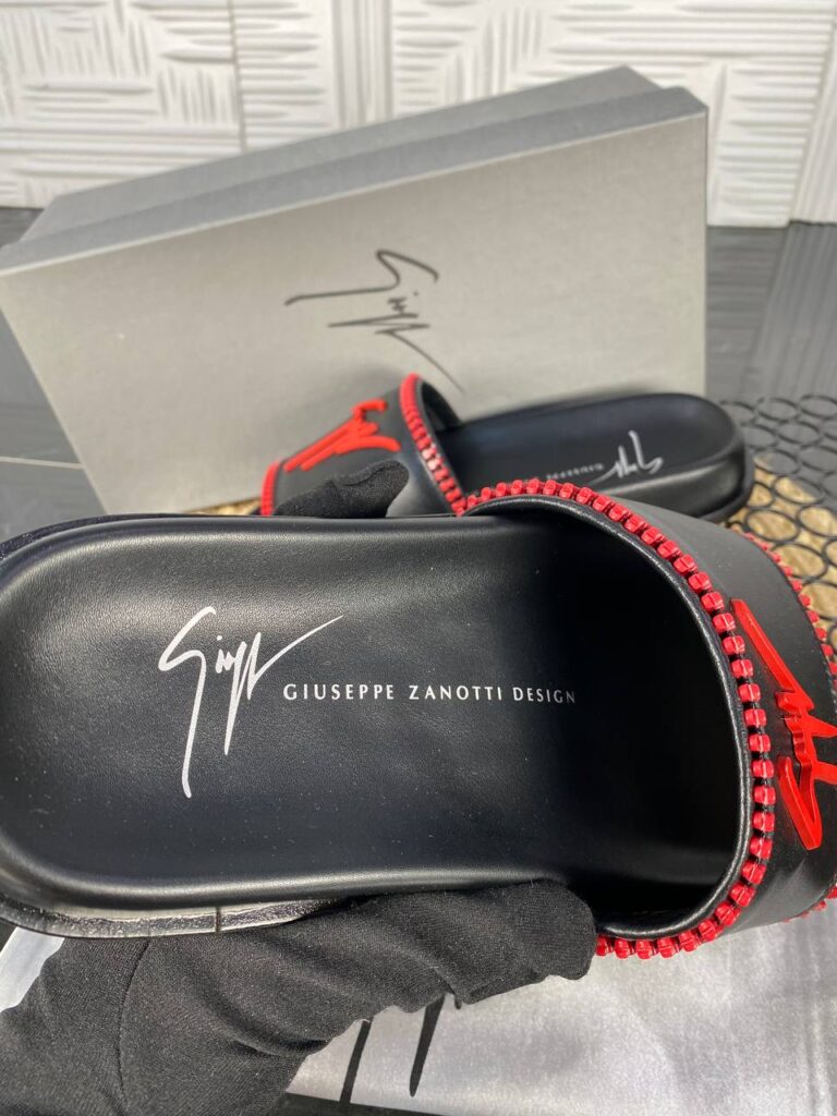 giuseppe zanotti terlik erkek siyah kirmizi ithal