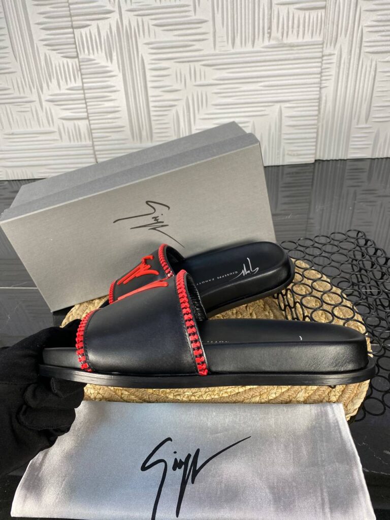 giuseppe zanotti terlik erkek siyah kirmizi ithal
