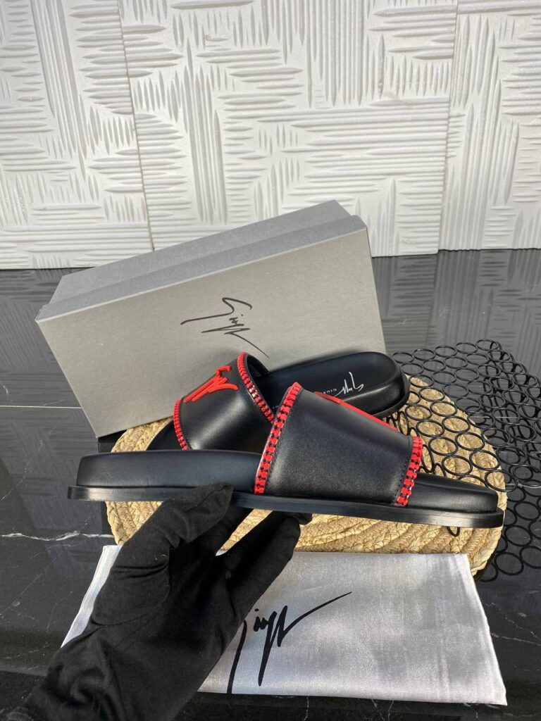 giuseppe zanotti terlik erkek siyah kirmizi ithal